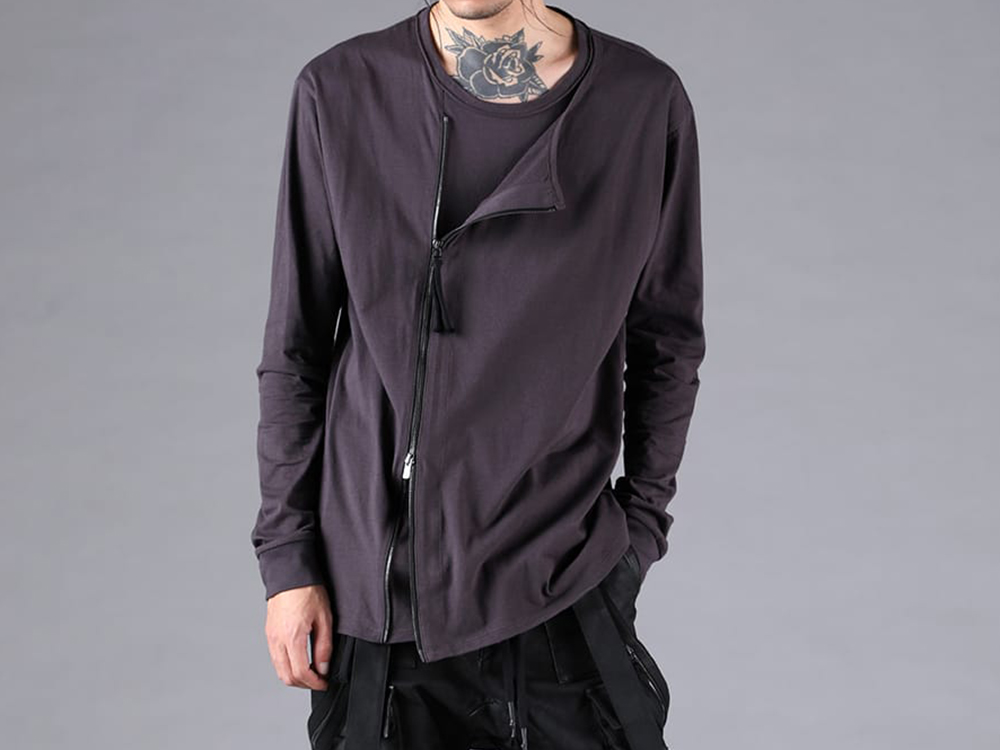 D.HYGEN - 25-26AW - Tops - Front Layered Long Sleeve T-Shirt （CHARCOAL） - ST101-1125A 1-0023