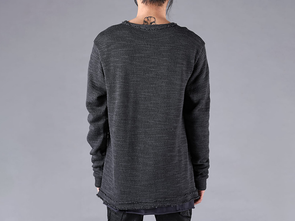D.HYGEN - 25-26AW - Tops - Low Gauge Knit Layered T-Shirt （CHARCOAL） - ST101-0725A 1-0026