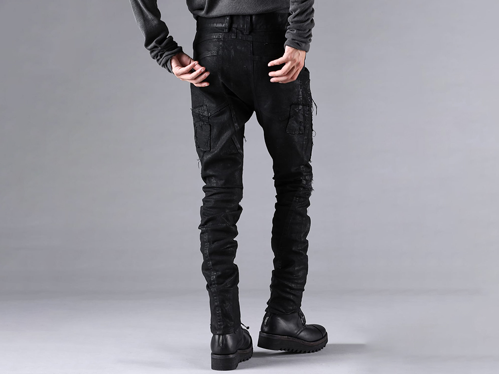 D.HYGEN - 25-26AW  - Pants - Product Coated Stretch Denim Damage Repair Straight Slim Pants （Black） - ST107-0325A 2-004