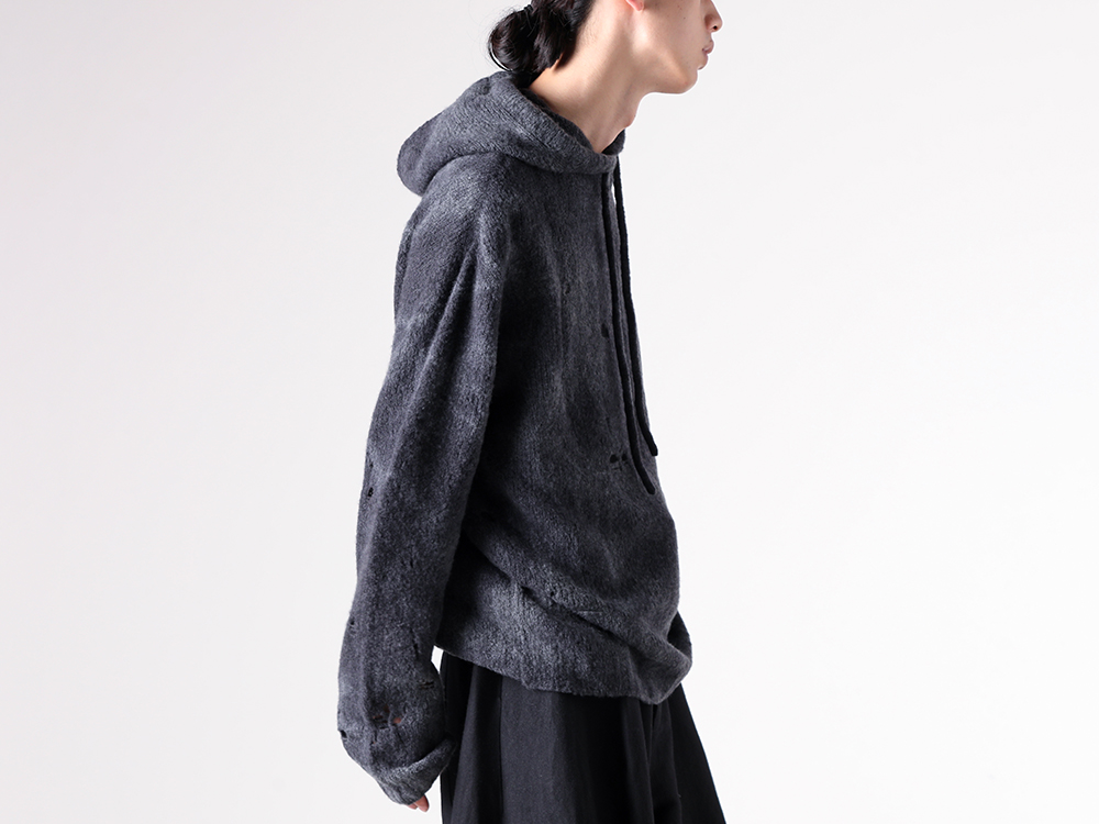 UMA WANG - 25-26AW  - Knitwear / Hoodies - HOODED TOP （Dark Grey） - W5/M/UK7599 2-004