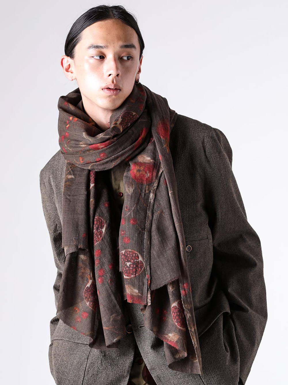 UMA WANG - 25-26AW - Scarf - SCARF （Tan Red Green） - W5/M/UA0244 5-002