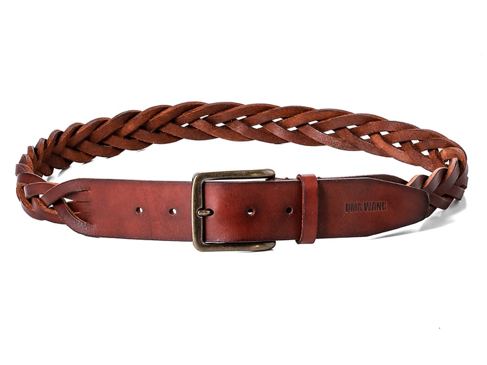 UMA WANG - 25-26AW - Belt - WOVEN LEATHER BELT （Brown） - W5/M/UB00B2 6-003