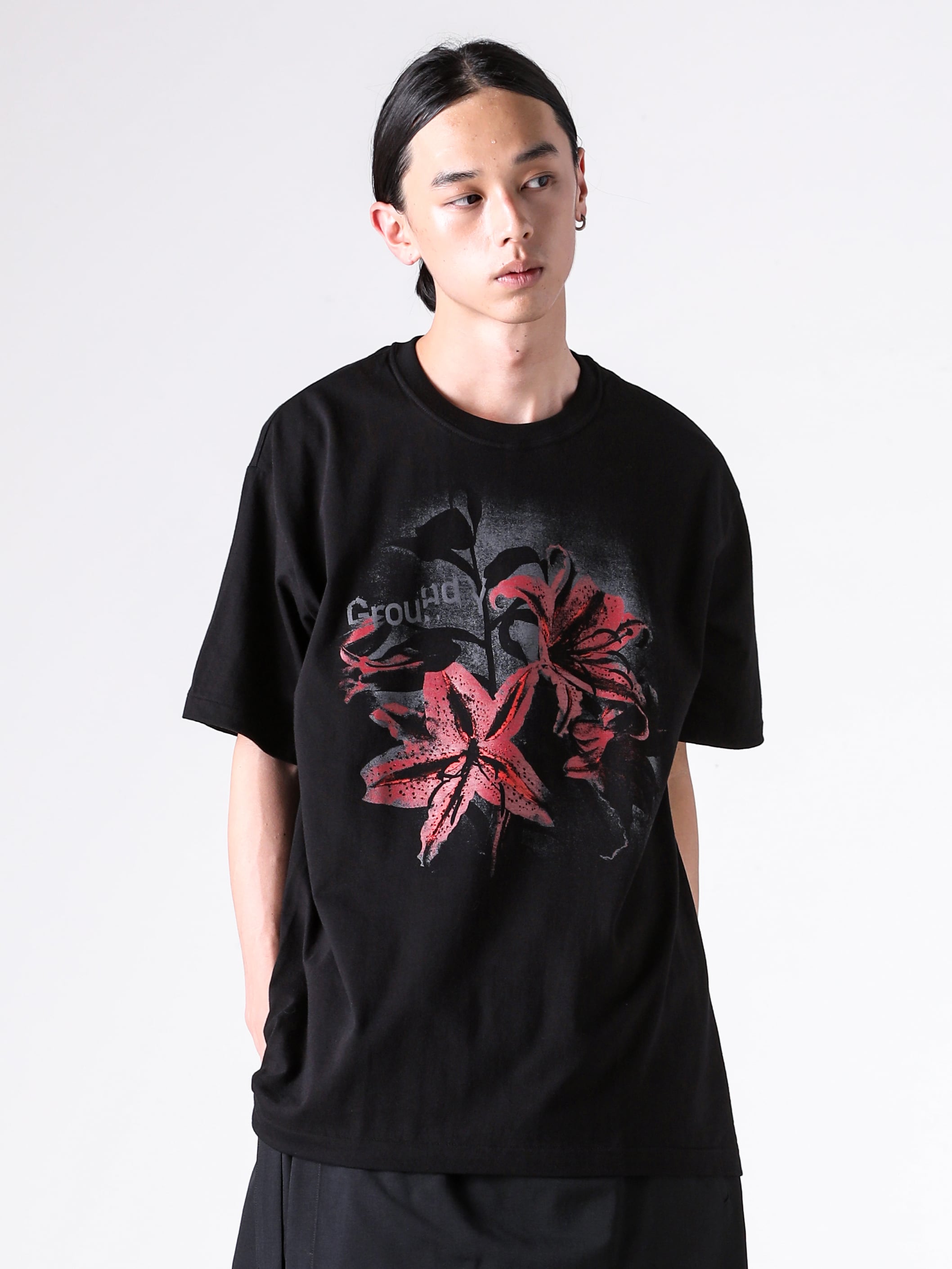 Ground Y - 25-26AW - Ground Y - lily T-Shirt （BLACK） - GL-T77-070 3-005
