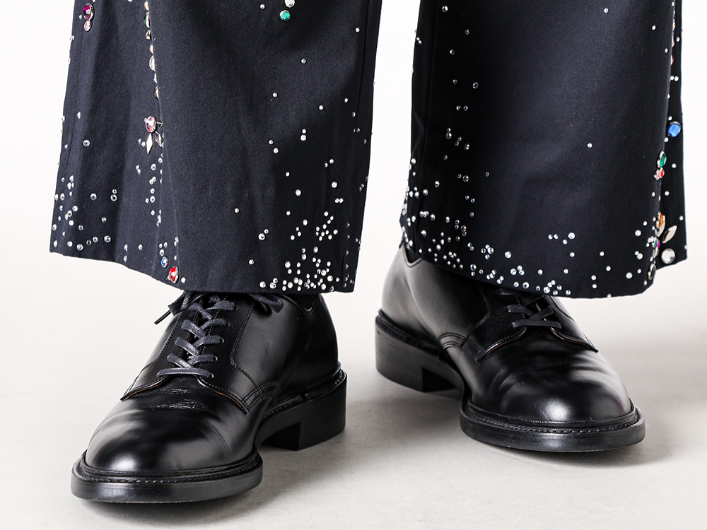 MINJUKIM ブラック ローライズ トラウザーズ MASU 25AW ギャラクシートラウザー フーディースタイル -FASCINATE