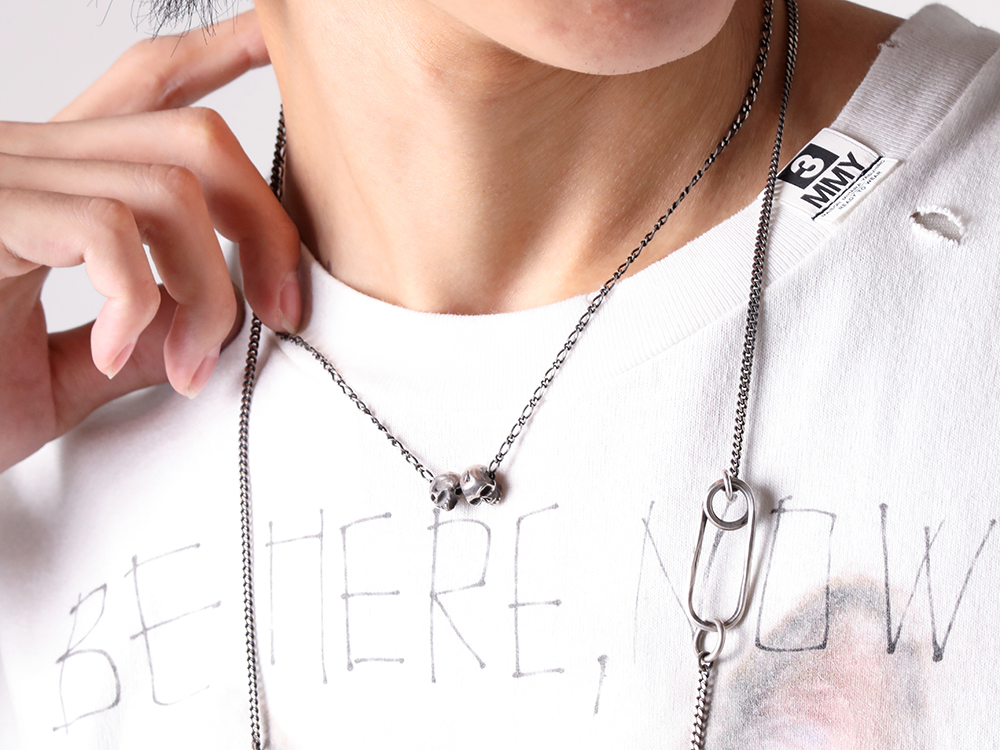 MIHARA YASUHIRO - 25AW Styling - Maison MIHARA YASUHIRO Embellished Distressed Tee - J15TS752 Embellished Distressed Tee - M3312 Necklace Two Skulls - M3015 Necklace Curl 1-005