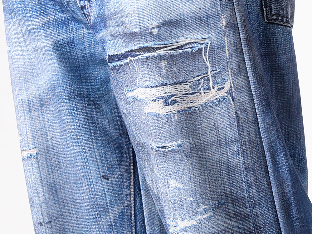 MIHARA YASUHIRO - 25AW - TALKING ABOUT THE ABSTRACTION Pants with Eye-Catching Transfer Print - 2526AW-PT-001 Denim Print Straight Pt 2-002