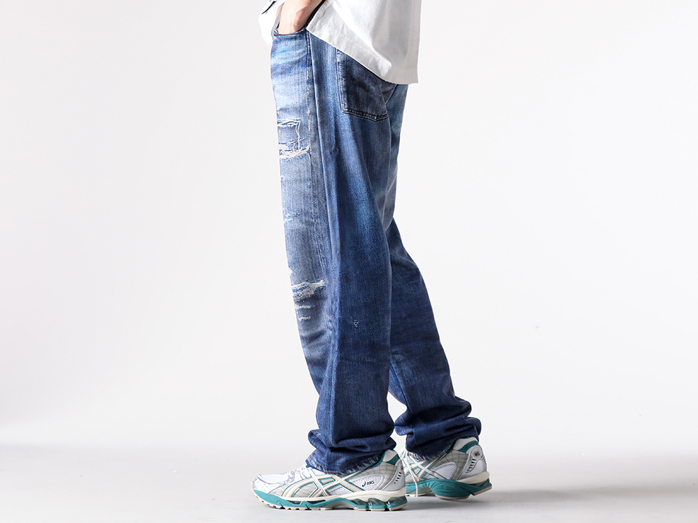 MIHARA YASUHIRO - 25AW - TALKING ABOUT THE ABSTRACTION Pants with Eye-Catching Transfer Print - 2526AW-PT-001 Denim Print Straight Pt - 1203A543 GEL-NIMBUS 10.1 - 1203A543.102 2-003