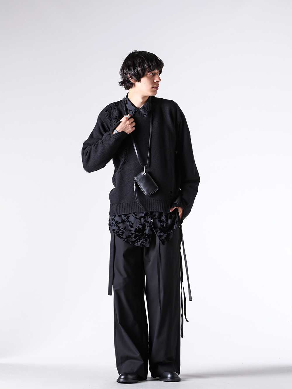 希少　本人期　ANN DEMEULEMEESTER ニット ブラック　ローゲージ 希少 本人期 ANN DEMEULEMEESTER ニット ブラック ローゲージ