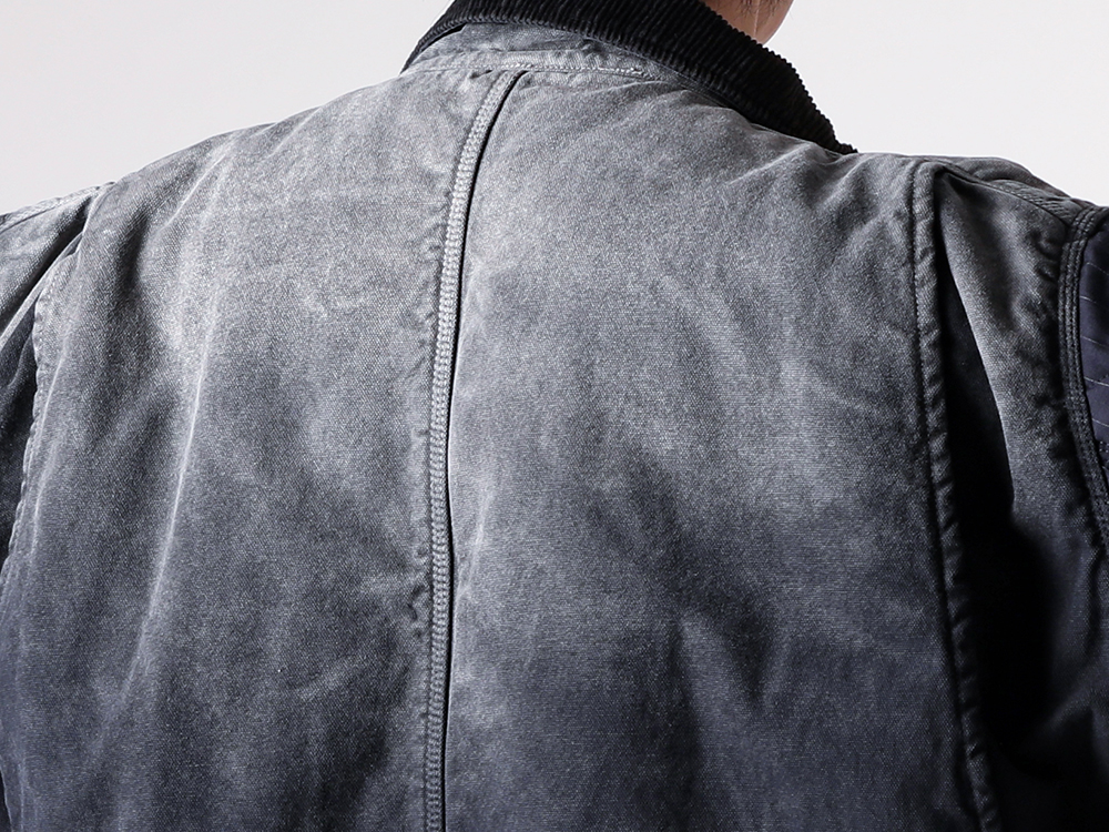 KHOKI(コッキ) - 25-26AW - 異素材を組み合わせたヴィンテージワークコート - Vintage-effect work coat (25fw-co-01) - Printed T-shirt (25fw-t-08) 1-004