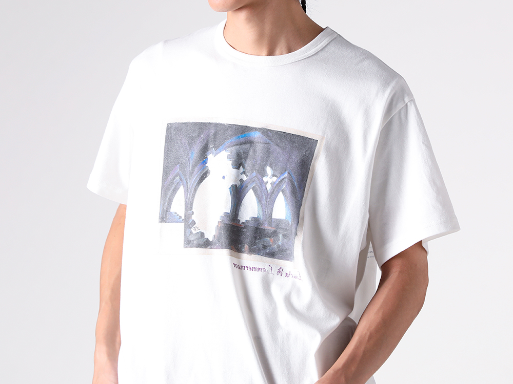 KHOKI(コッキ) - 25-26AW - 異素材を組み合わせたヴィンテージワークコート - Vintage-effect work coat (25fw-co-01) - Printed T-shirt (25fw-t-08) 1-005