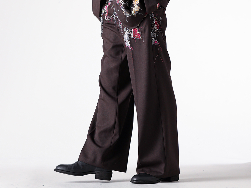 doublet - 25AW - Trousers with Chain Accessory Embroidery - 25AW16PT320 Embroidered Chain Tailored Trousers - 788X Back Zip Boots Double Sole Wide Model 2-004