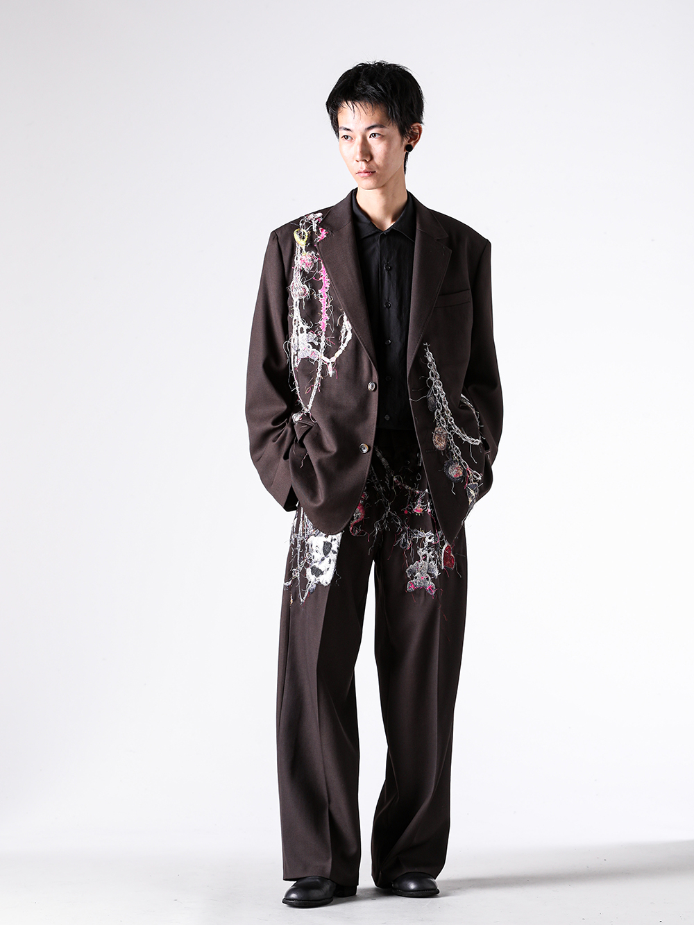 doublet - 25AW - Heading 3 - 25AW16JK74 Embroidered Chain Tailored Jacket - FM25SS301WC Carton Shirt - 25AW16PT320 Embroidered Chain Tailored Trousers - 788X Back Zip Boots Double Sole Wide Model 3-001