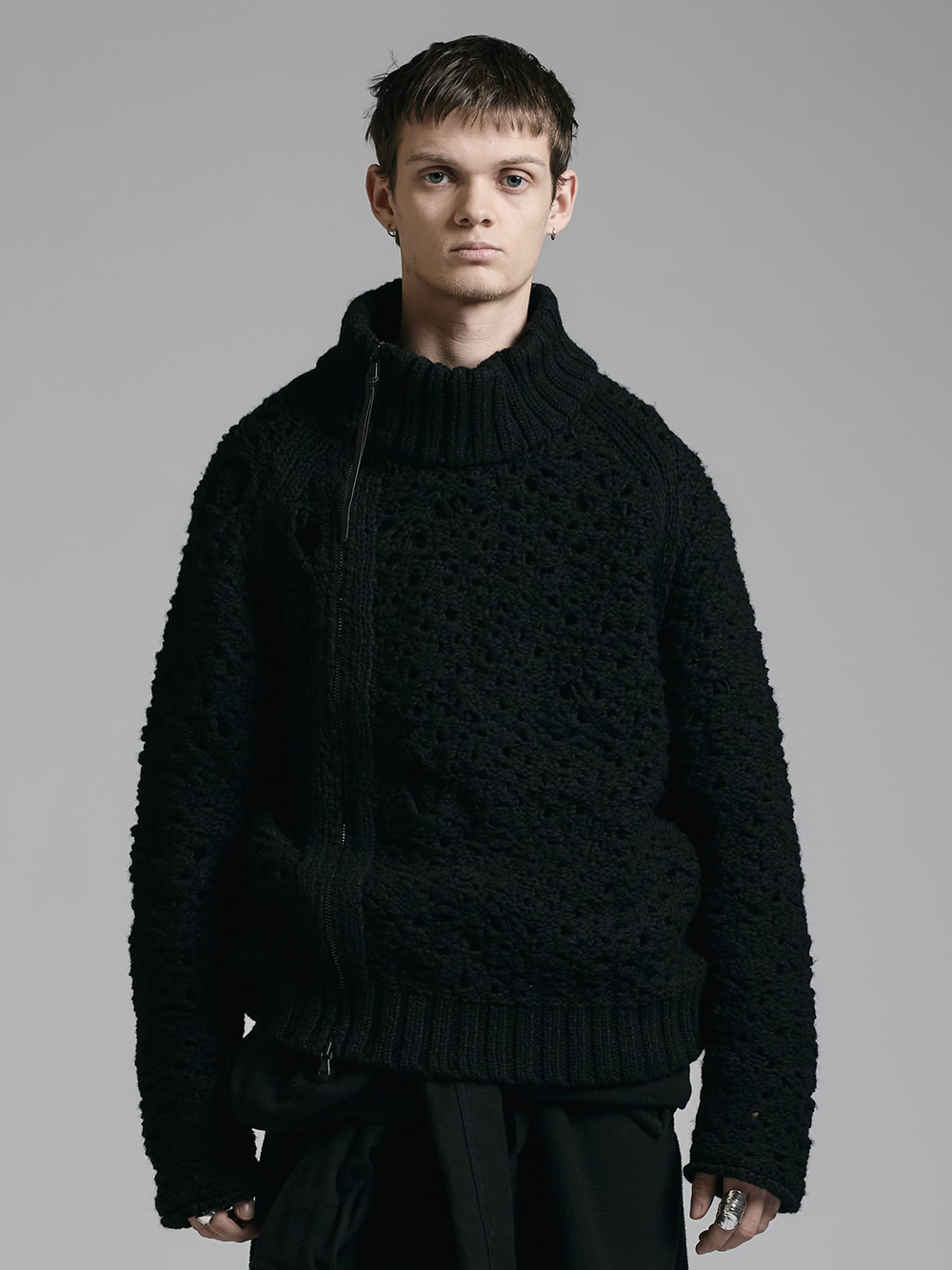 The Viridi-anne - 25AW  - Knit - VI-3919-07 Mesh Knit Zip Knit 1-0013