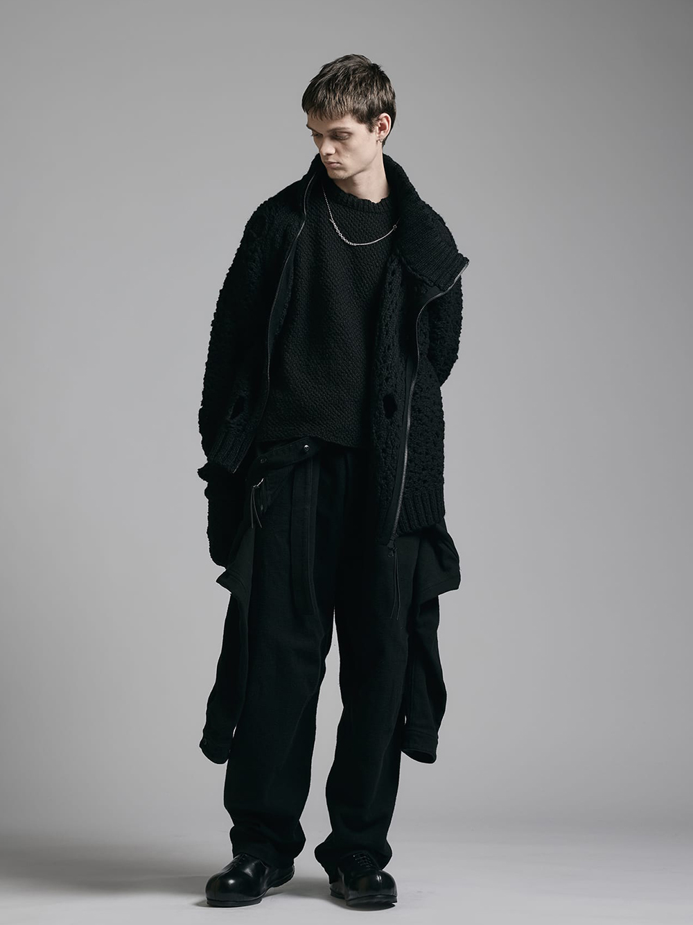 The Viridi-anne - 25AW  - Knit - VI-3919-07 Mesh Knit Zip Knit 2-0014