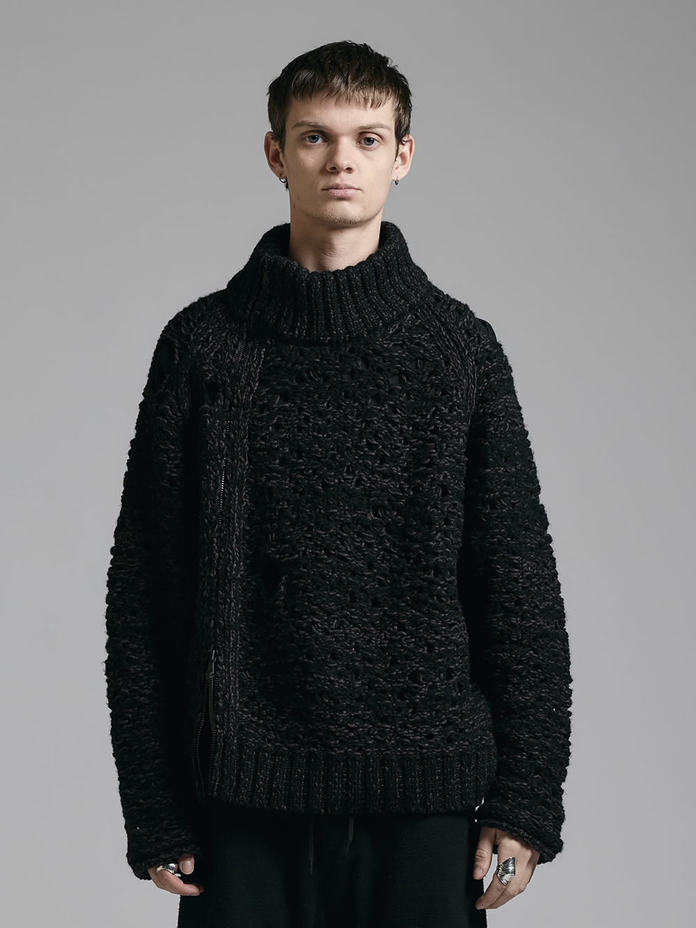 The Viridi-anne - 25AW  - Knit - VI-3919-07 Mesh Knit Zip Knit 1-0015