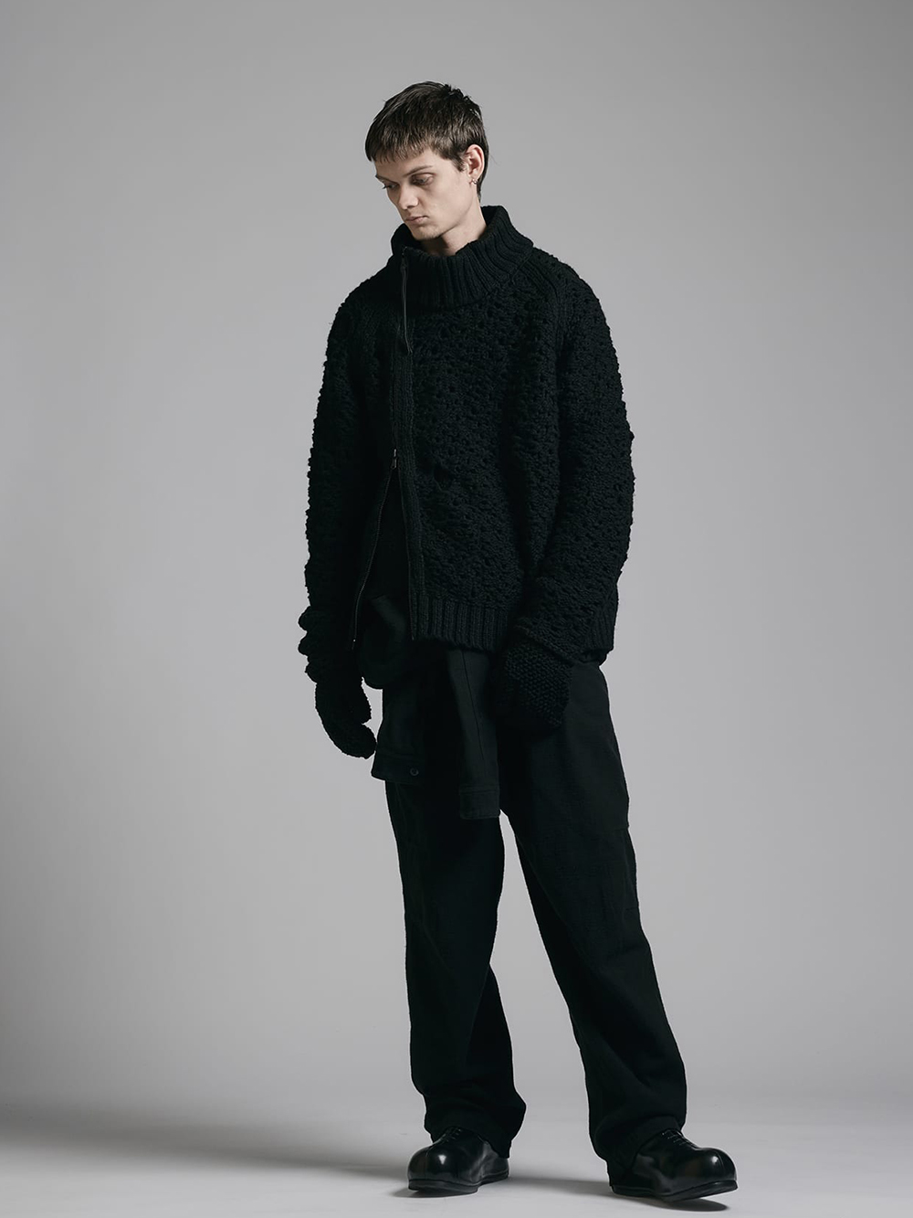 The Viridi-anne - 25AW  - Knit - VI-3919-07 Mesh Knit Zip Knit 1-0016