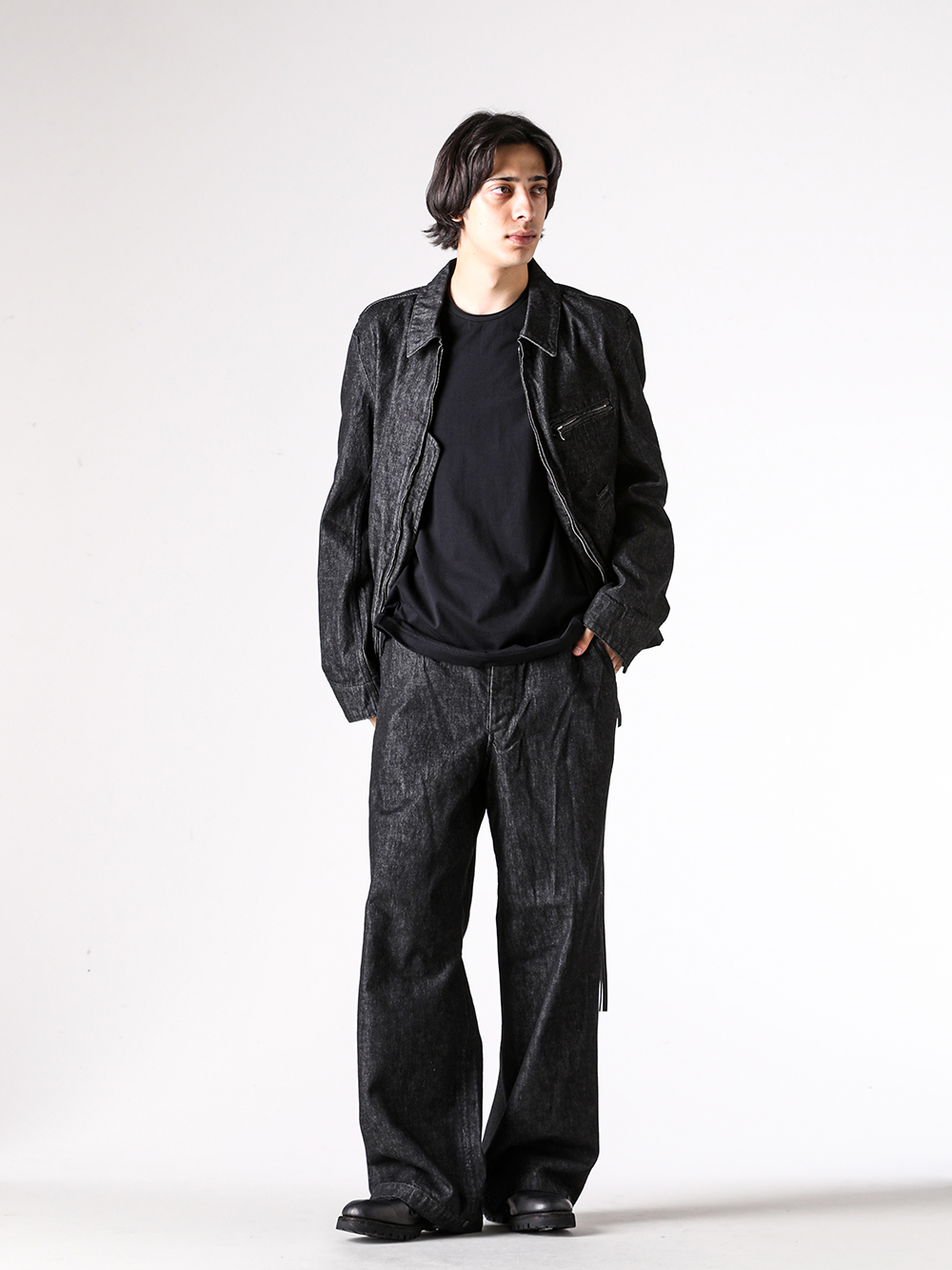 ISŌ - 25-26AW - Jacket - ISO x ANACHRONORM Washed Denim Jacket （Black） - ISO-030-JAK 1-003