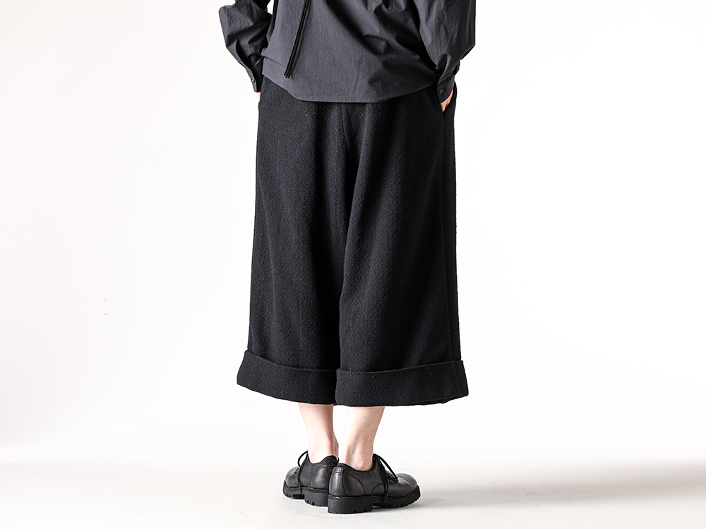 ISŌ - 25-26AW  - Pants - Wool Tweed Wide Cropped Pants （Black） - ISO-021-TRS 2-008