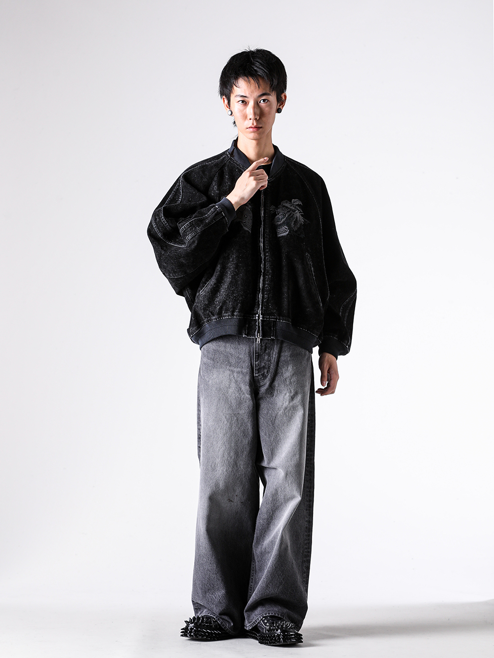 doublet - 25AW styling - Outer - 25AW20BL237 Flocked Denim Souvenir Jacket 1-0012