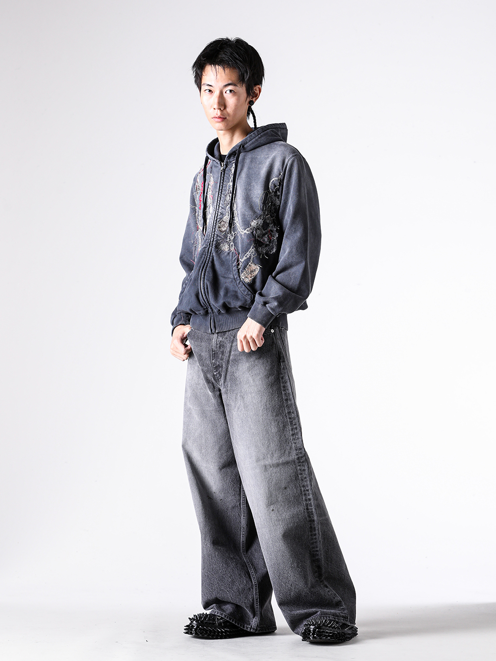 doublet - 25AW  - Tops - 25AW43CS405 Embroidered Chain Zip-Up Hoodie 2-003