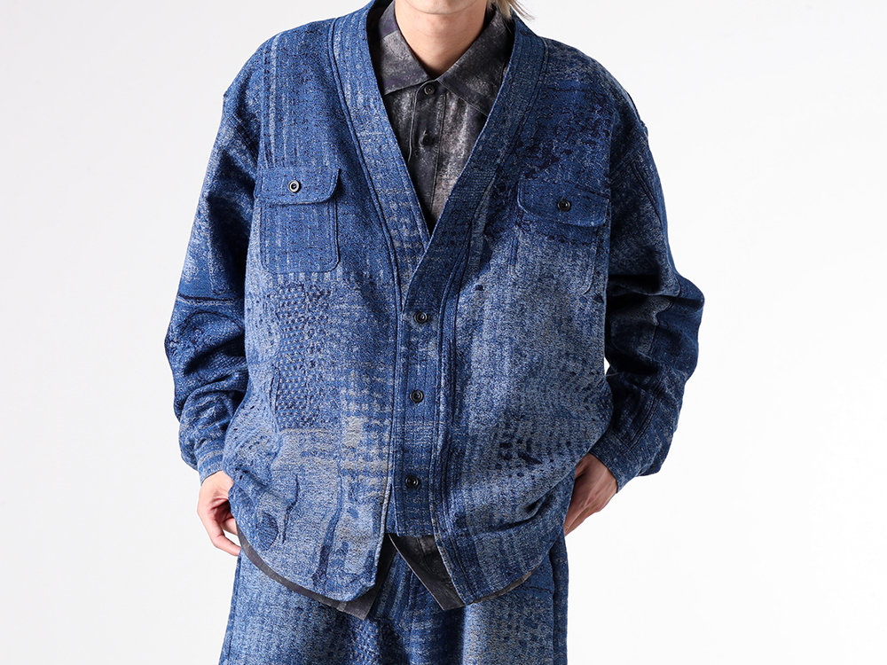 FDMTL - 25-26AW - Jacket - BORO JAQUARD HAORI SHIRT RINSE （INDIGO） - FA25SH47R 1-007