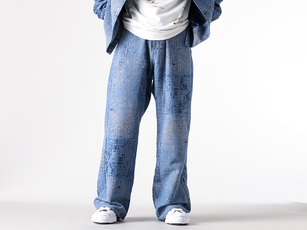 FDMTL - 25-26AW  - Pants - BORO JAQUARD WIDE PANTS 3YR WASH （INDIGO） - FA25PN37U 2-001