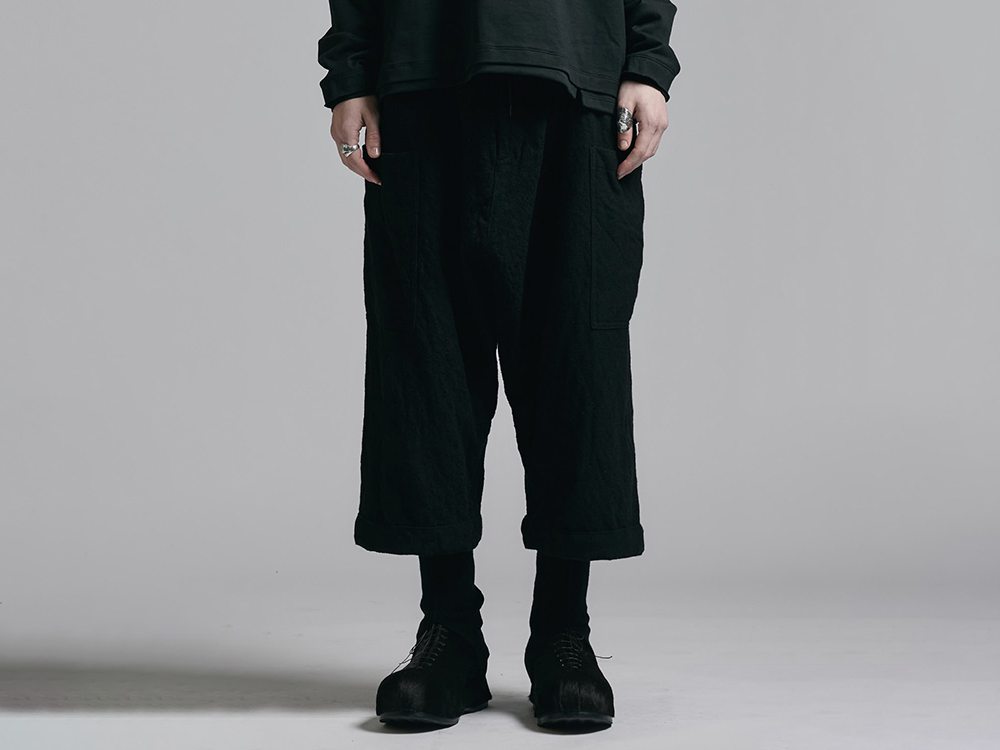 The Viridi-anne - 25-26AW - pants - Embroidered Wool Twill Drop Crotch Pants （BLACK） - VI-3900-04 3-002