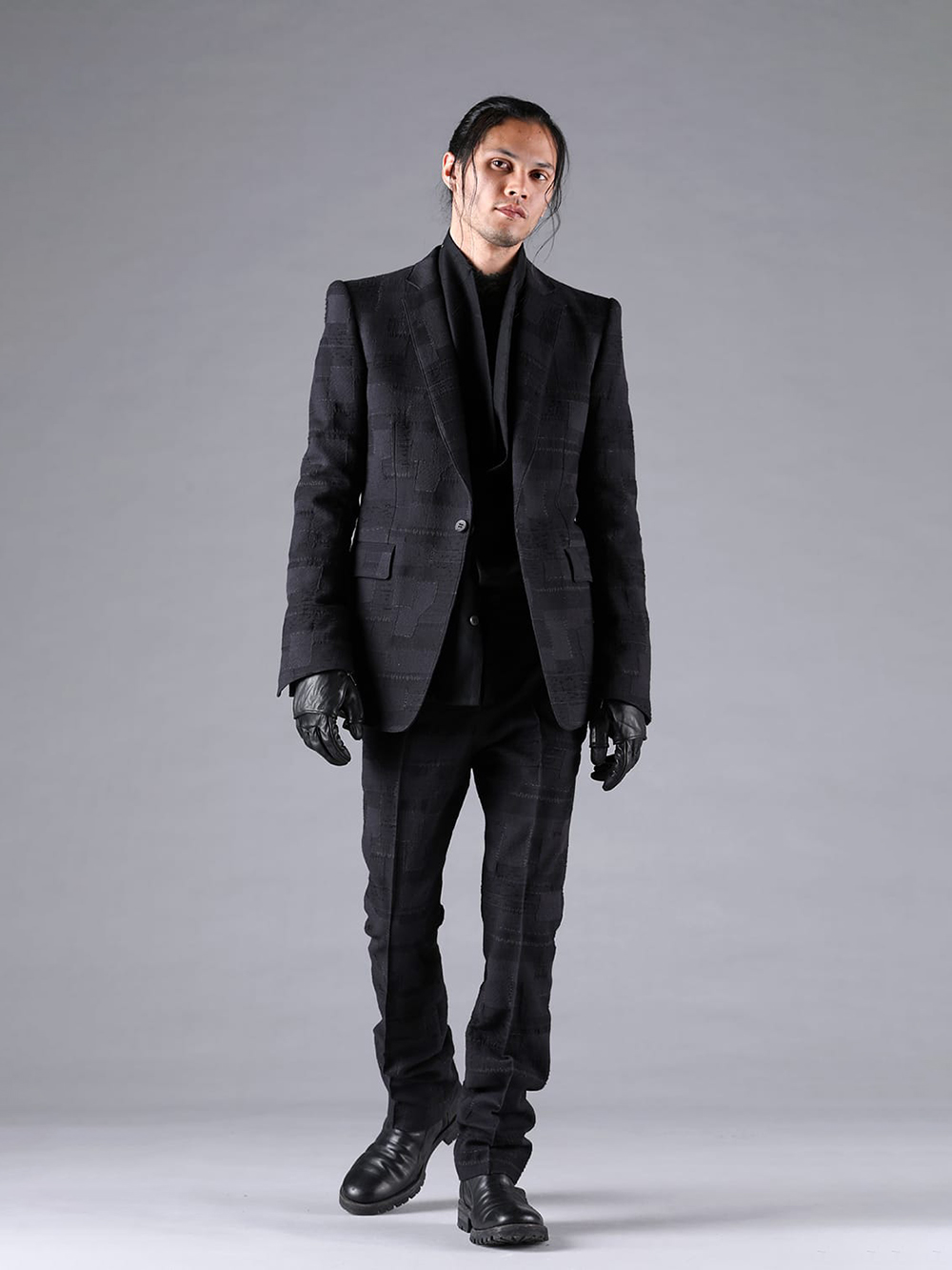 D.HYGEN - 25-26AW - Jacket - Crust Patchwork Jacquard Tailored Jacket （BLACK） - ST104-0825A 1-003