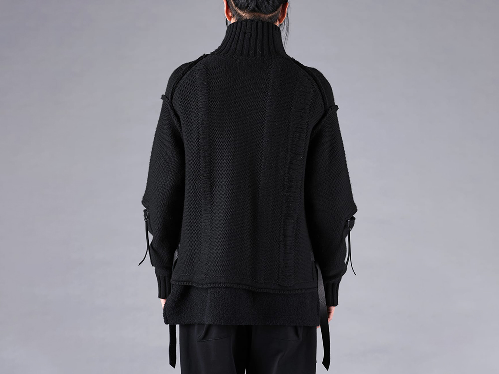 D.HYGEN - 25-26AW  - Knit・Shirt - Damage Stripe Knit Cropped Jacket （BLACK） - ST103-0225A 2-002