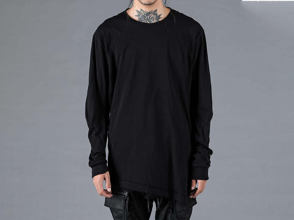 D.HYGEN - 25-26AW - Long-Sleeve T-Shirt - 30/- Soft Cotton Jersey Side Zip T-Shirt （Black） - ST101-0925A 3-001