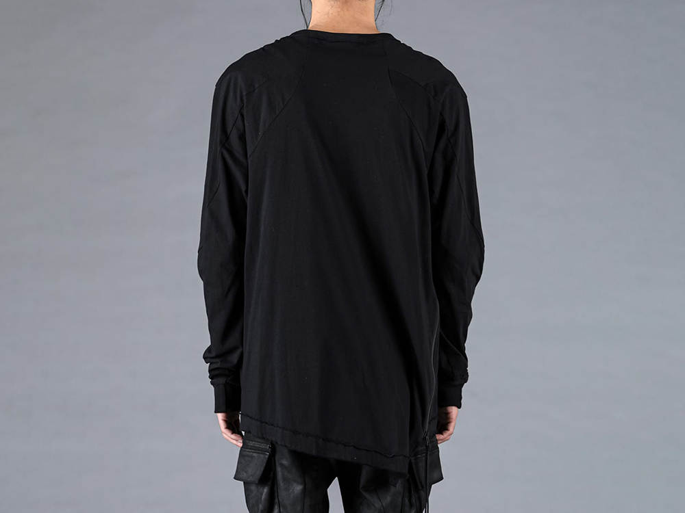 D.HYGEN - 25-26AW - Long-Sleeve T-Shirt - 30/- Soft Cotton Jersey Side Zip T-Shirt （Black） - ST101-0925A 3-002