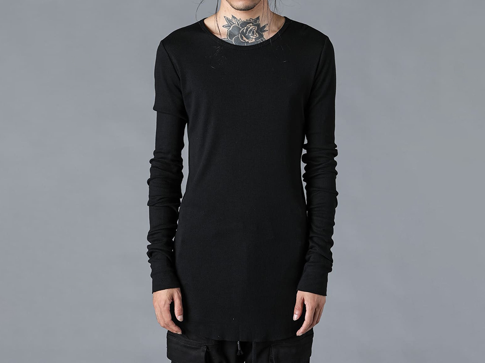 D.HYGEN - 25-26AW - Long-Sleeve T-Shirt - Modal x Cotton Rib Long Sleeve T-Shirt （BLACK） - ST101-1325A 3-003