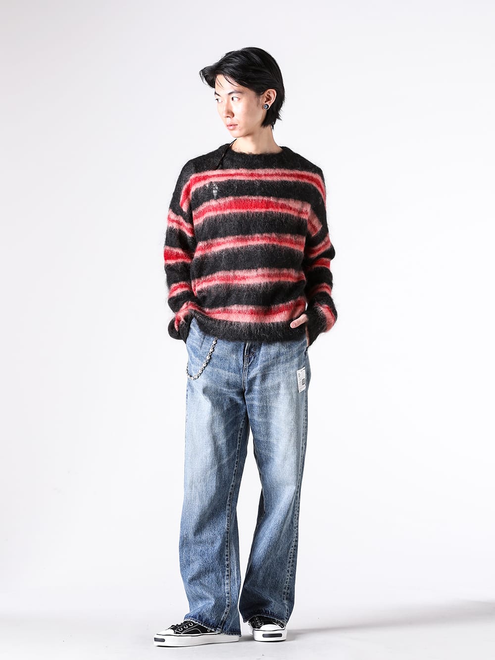 KAMIYA wallet chains - An Accent to Grunge Style with a Striped Knit and Denim 6-001