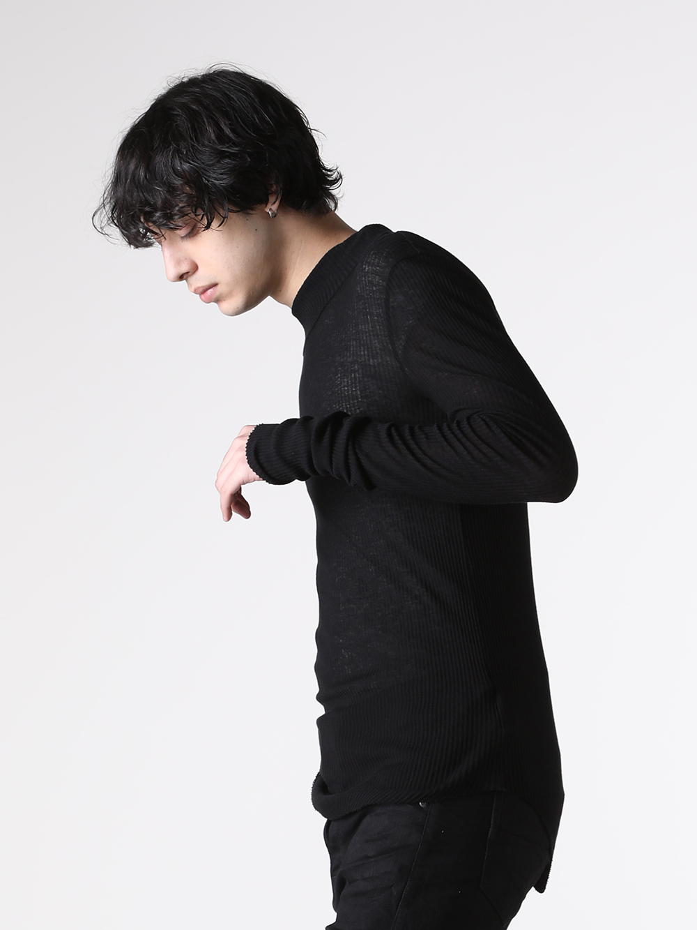 JULIUS - 25AW - Long Sleeve T-Shirt - 917CUM6 COTTON/SILK RIB LONG SLEEVE T-SHIRT 2-002