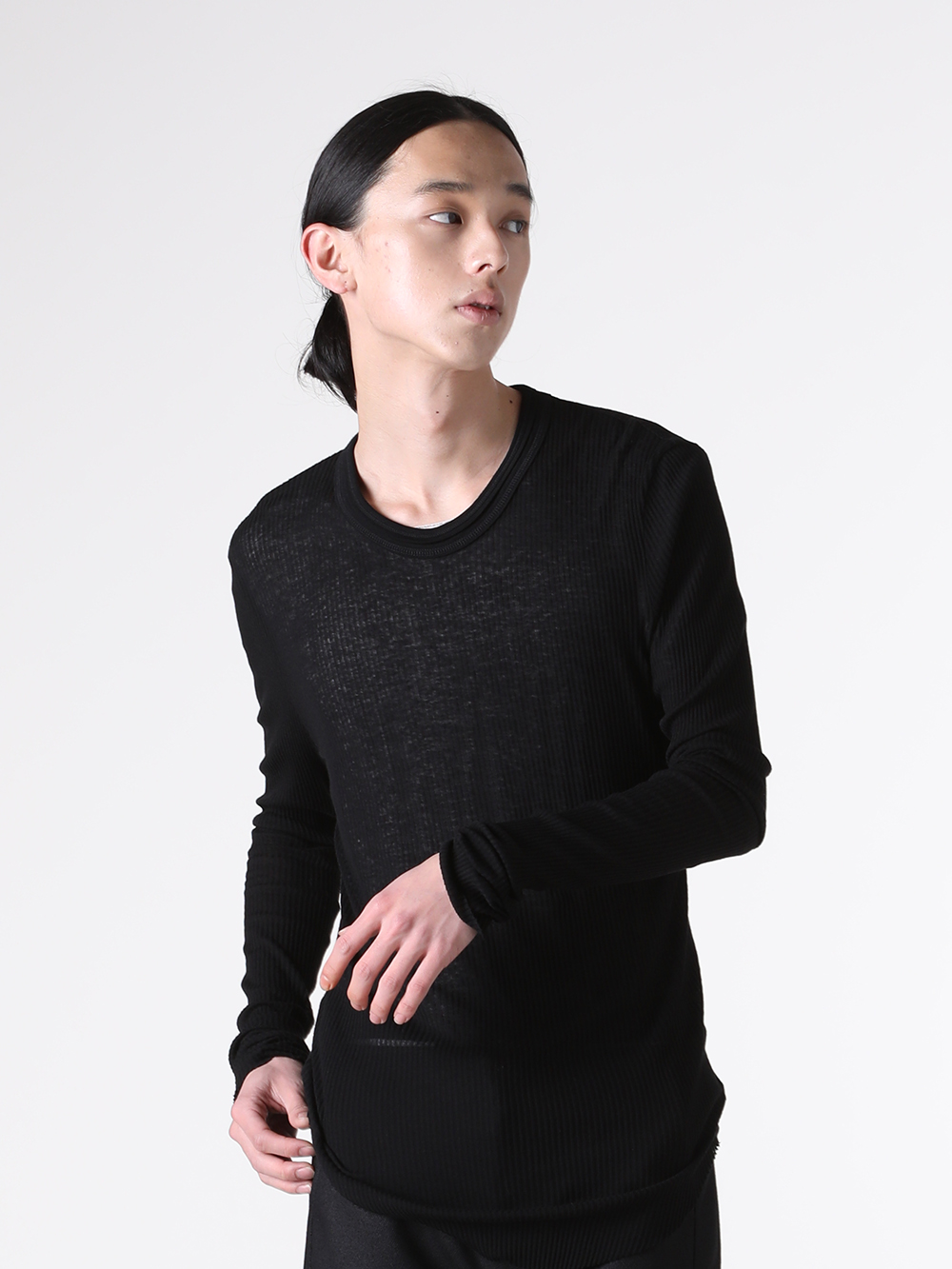 JULIUS - 25AW - Long Sleeve T-Shirt - 917CUM7 COTTON/SILK RIB LONG SLEEVE T-SHIRT 2-005
