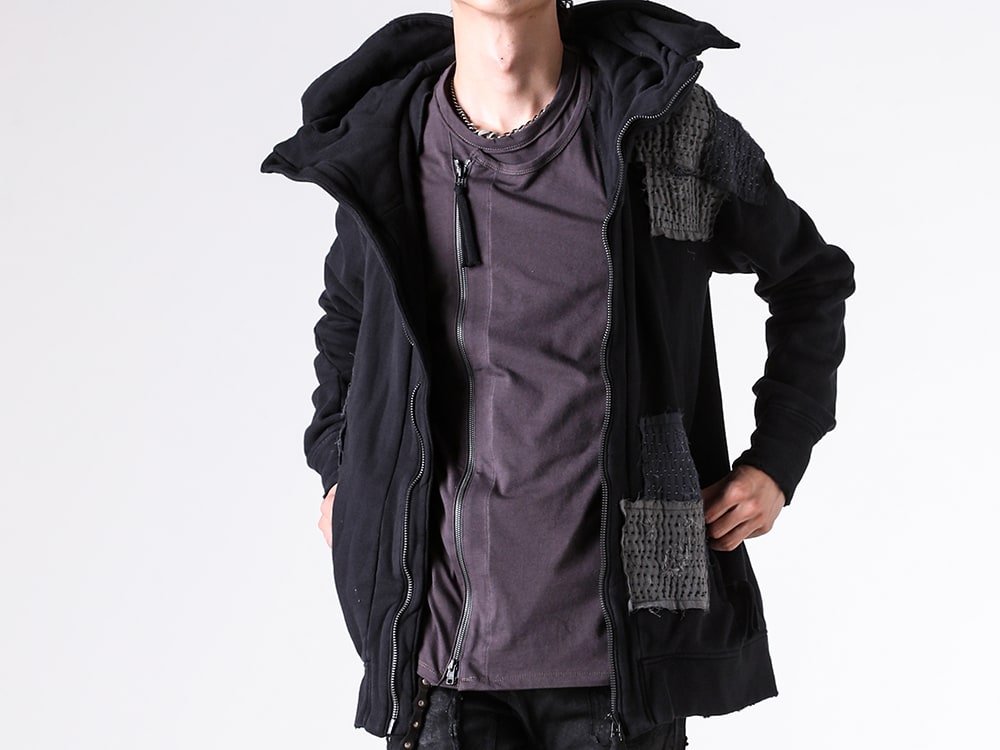 D.HYGEN - 25AW styling - Tops - digs.ST101-0125A - Untwisted Fleece-Lined Padded Damaged Hooded Jacket - digs.ST101-1125A - Front Layered Long Sleeve T-Shirt 1-006