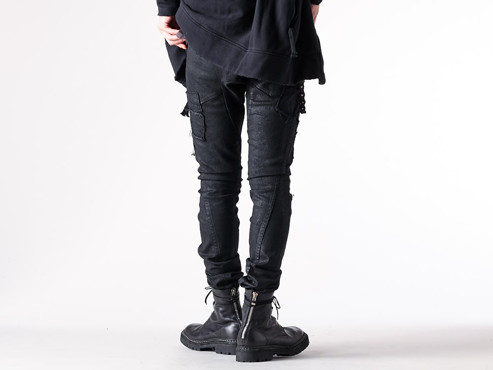 D.HYGEN - 25AW  - Straight slim pants inspired by music culture - ST107-0325A - Product Coated Stretch Denim Damage Repair Straight Slim Pants - 795BZV_N - Norvegian welted Vibram-sole Back Zip Race Up Boots 2-003