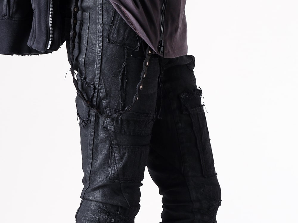 D.HYGEN - 25AW  - Straight slim pants inspired by music culture - ST107-0325A - Product Coated Stretch Denim Damage Repair Straight Slim Pants 2-004