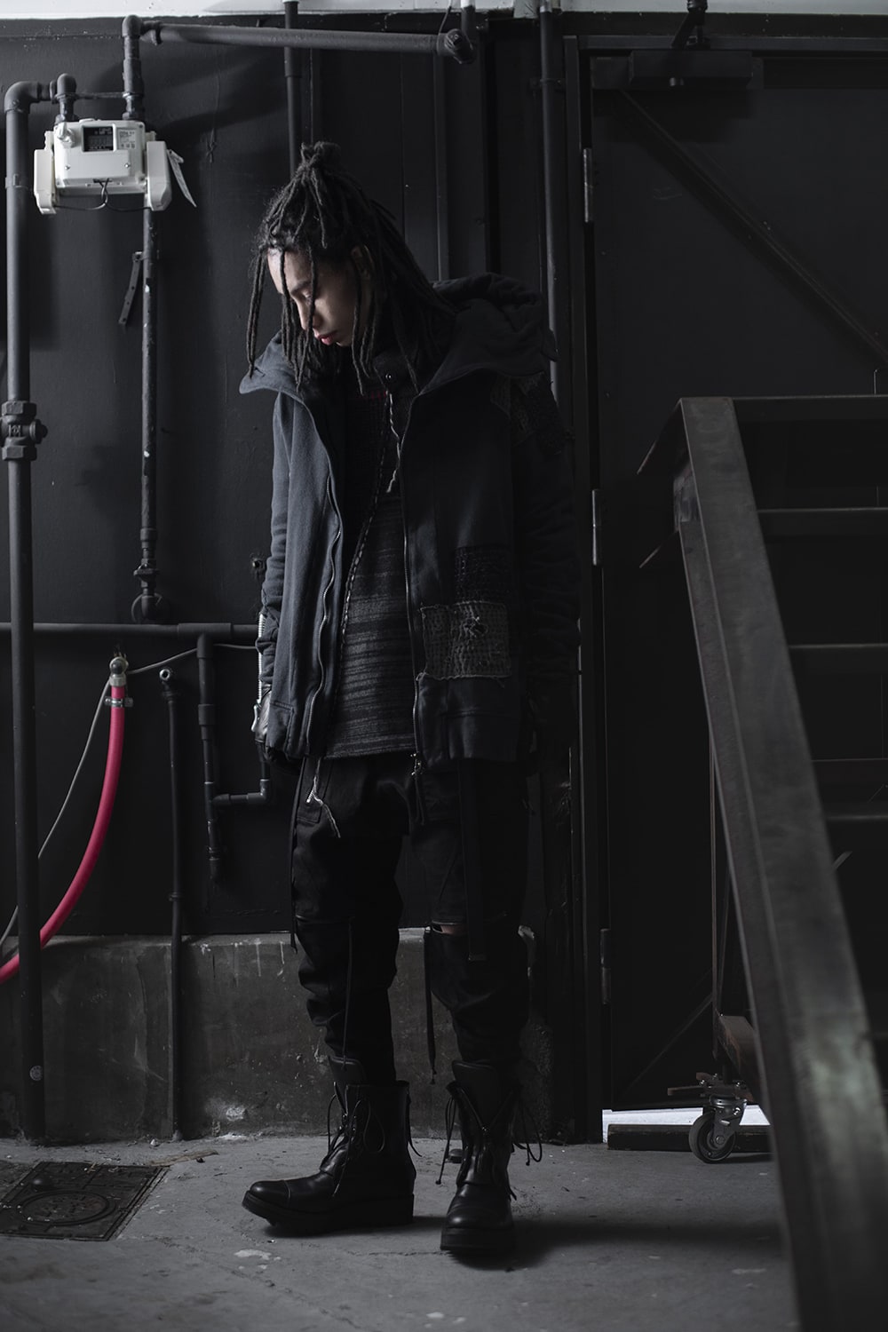 d.hygen 無撚糸裏毛コーティングフーデットベスト D.HYGEN - Non-ply Yarn Lined Coated Hooded Vest 
