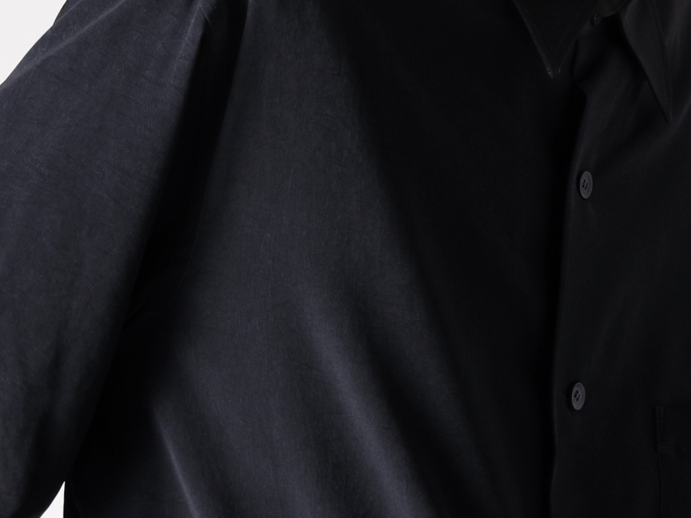 【新品】Yohji Yamamoto ビッグシルエット ウールシャツ ブラック COTTON ACRYLIC INTARSIA JACQUARD PLAIN STITCH SKELETON