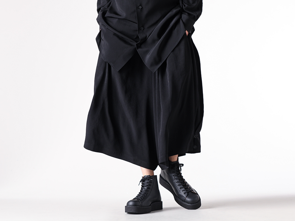 Yohji Yamamoto POUR HOMME- 25-26AW - Box Pleat Pants: Cylindrical Volume with Adjustable Features - box pleat pants (HM-P19-500) 2-003