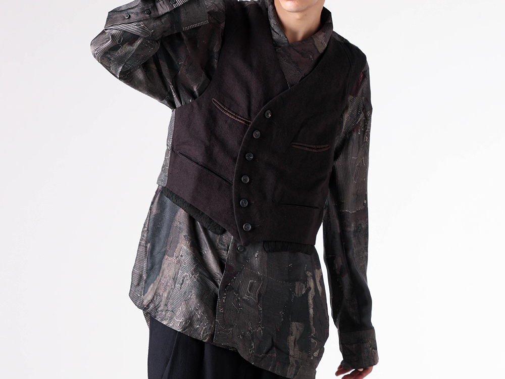 ZIGGY CHEN(ジギーチェン) - 25-26AW  - シャツ・ベスト - Asymmetric Patchwork Vest （Gray） - 0M2530110 2-0017