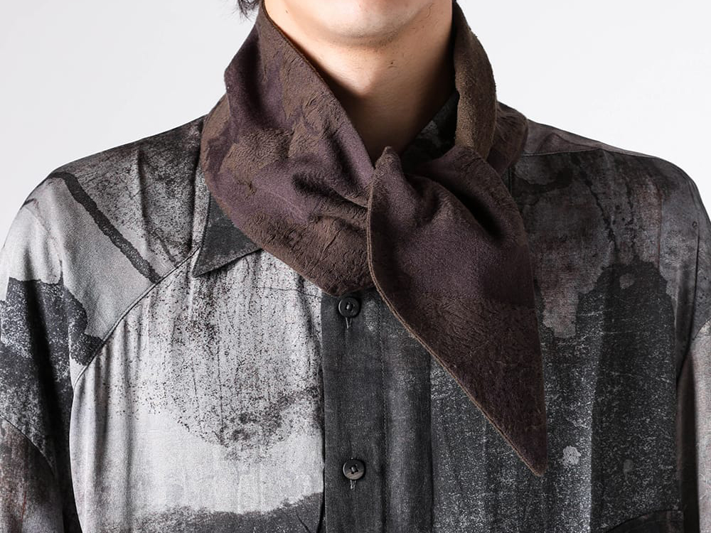ZIGGY CHEN(ジギーチェン) - 25-26AW - スカーフ・ハンカチーフ - Jacquard Short Scarf （Khaki） - 0M2535013 5-006