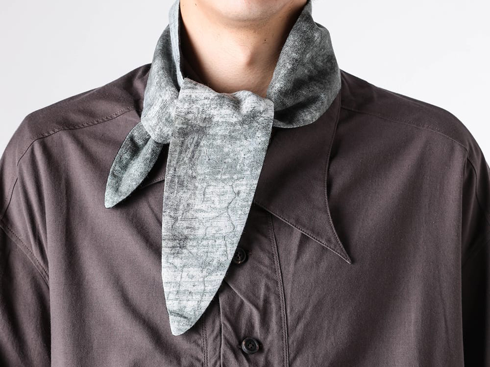 ZIGGY CHEN(ジギーチェン) - 25-26AW - スカーフ・ハンカチーフ - Digital Print Patchwork Short Scarf （Black/Grey） - 0M2535015 5-007