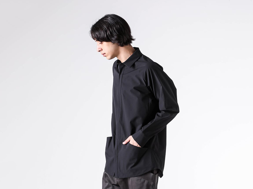 RIPVANWINKLE - 25AW スタイリング - トラックジャケットとアノラックシャツが見せる曲線美 - RB-701 Anorak Jersey Shirt 1-007