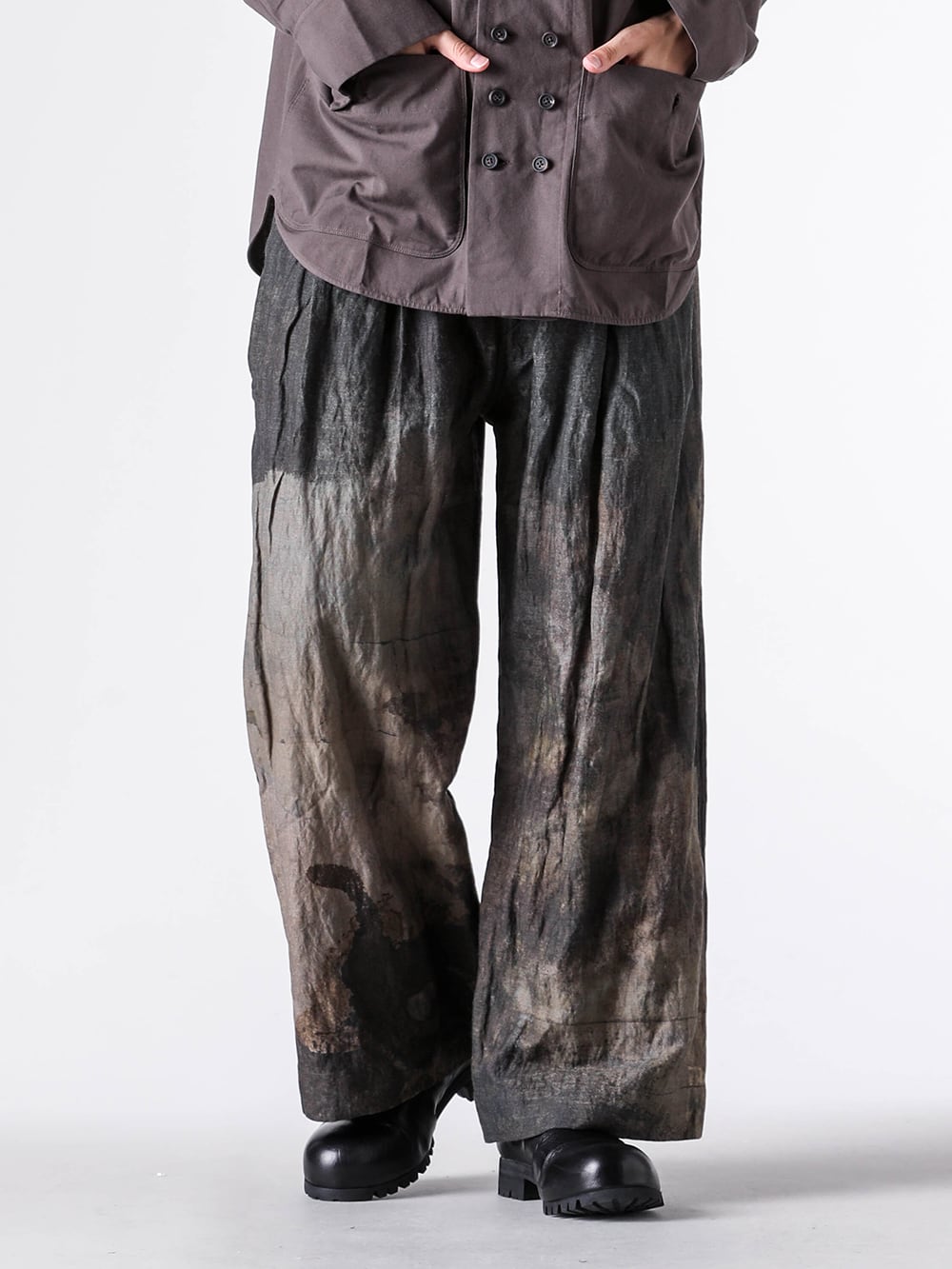 ZIGGY CHEN - 25AW  - Wide-leg trousers with an artistic design - 0M2530514 - Digital Print Straight-Leg Trousers - 0M2513001 - Chelsea Derby Shoes 2-001