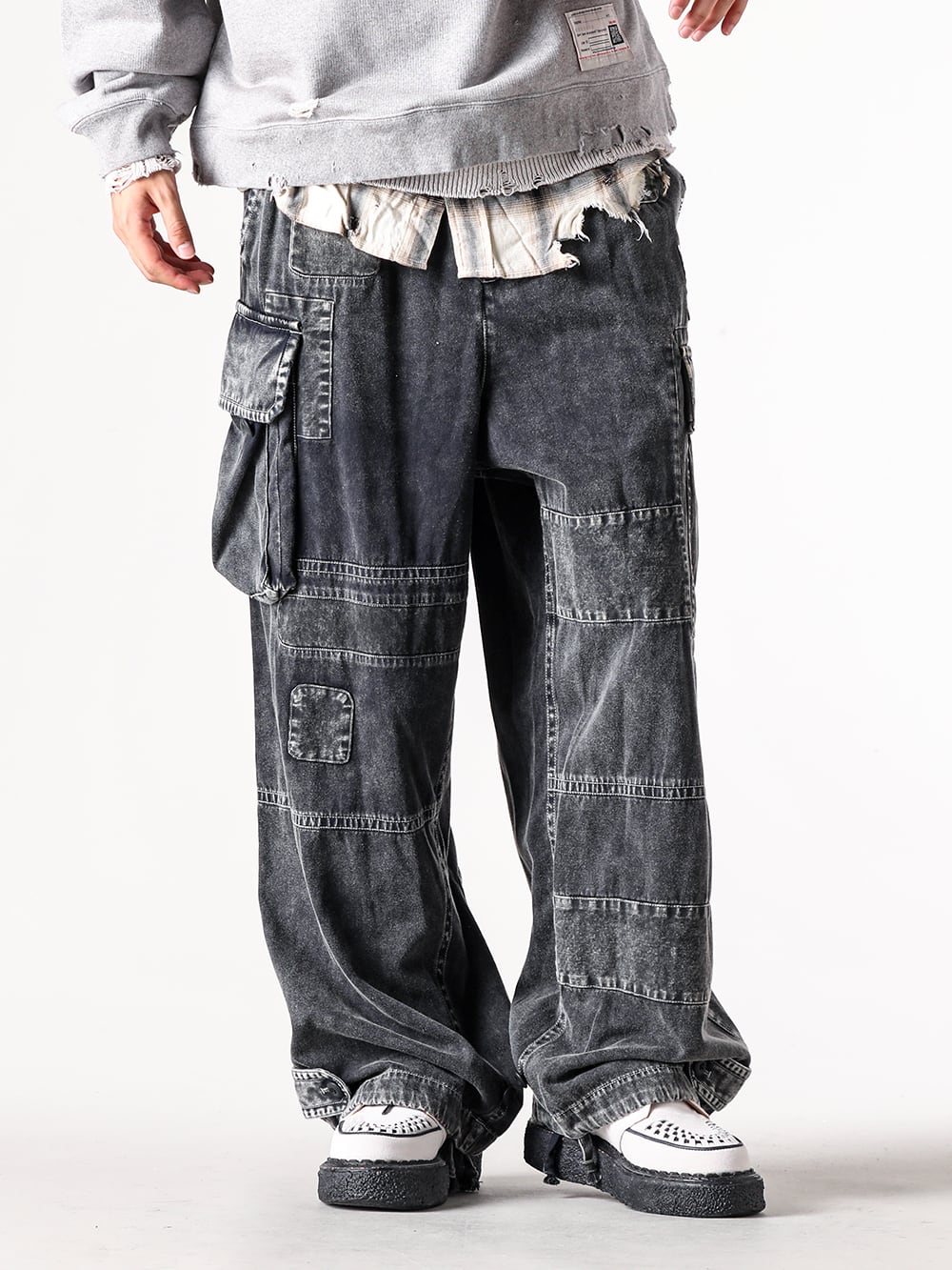 Maison MIHARA YASUHIRO - 25AW  - French military-inspired cargo pants - J15PT173 - Repair Cargo Trousers - S14FW710 - THAMES / Suede Interlace Shoes 2-001