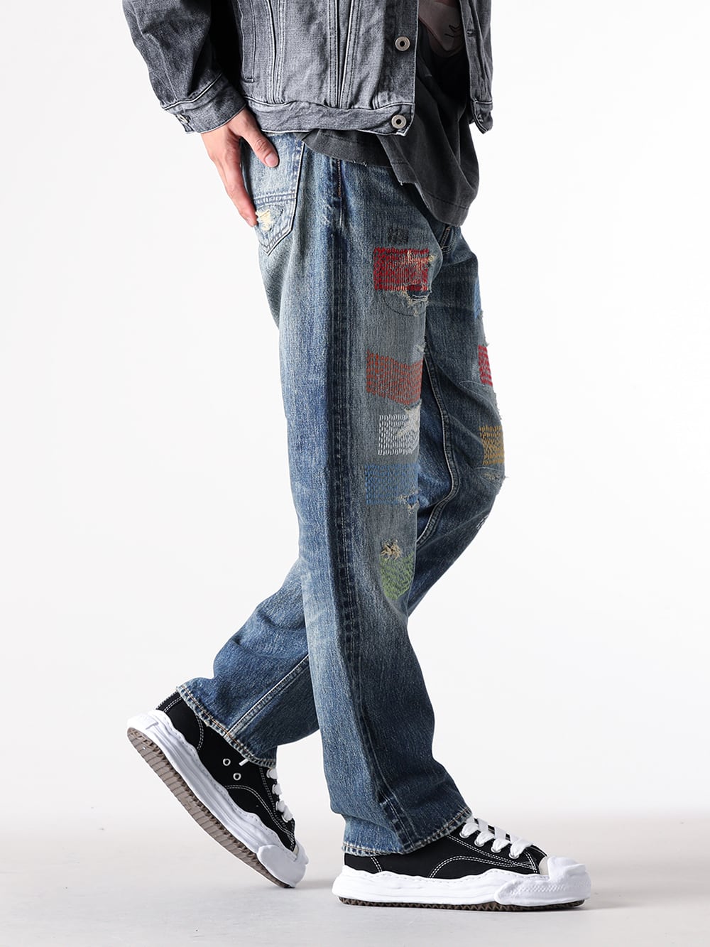 FDMTL - 25AW  - Denim Pants with Sashiko Design   - FA25MG129 - CLASSIC FIT DENIM CS129 - A05FW702 - HANK original sole canvas Low-Top sneaker 2-002