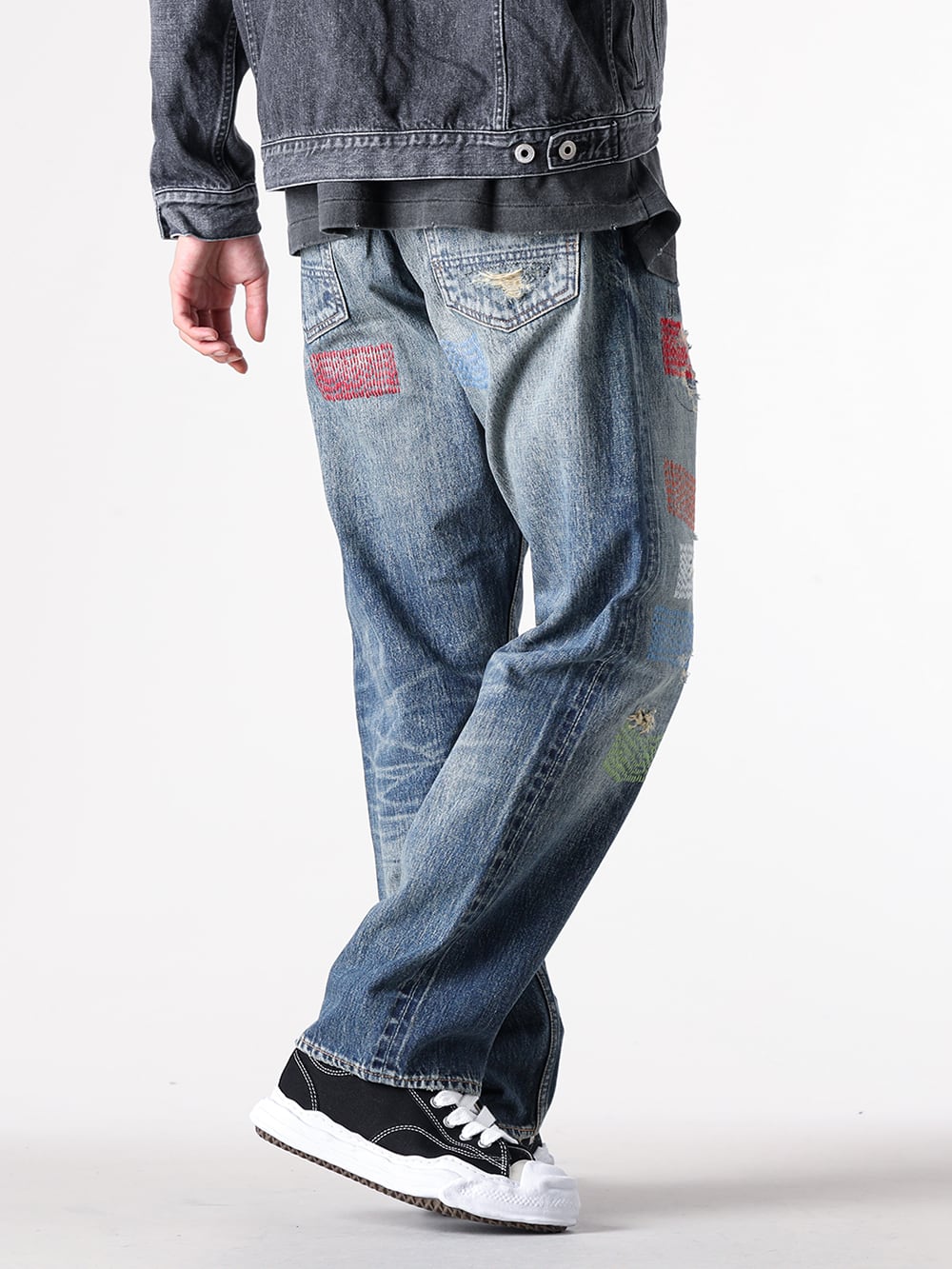 FDMTL - 25AW  - Denim Pants with Sashiko Design   - FA25MG129 - CLASSIC FIT DENIM CS129 - A05FW702 - HANK original sole canvas Low-Top sneaker 2-003