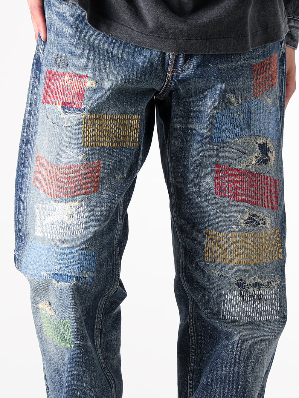 FDMTL - 25AW  - Denim Pants with Sashiko Design   - FA25MG129 - CLASSIC FIT DENIM CS129 - A05FW702 - HANK original sole canvas Low-Top sneaker 2-004